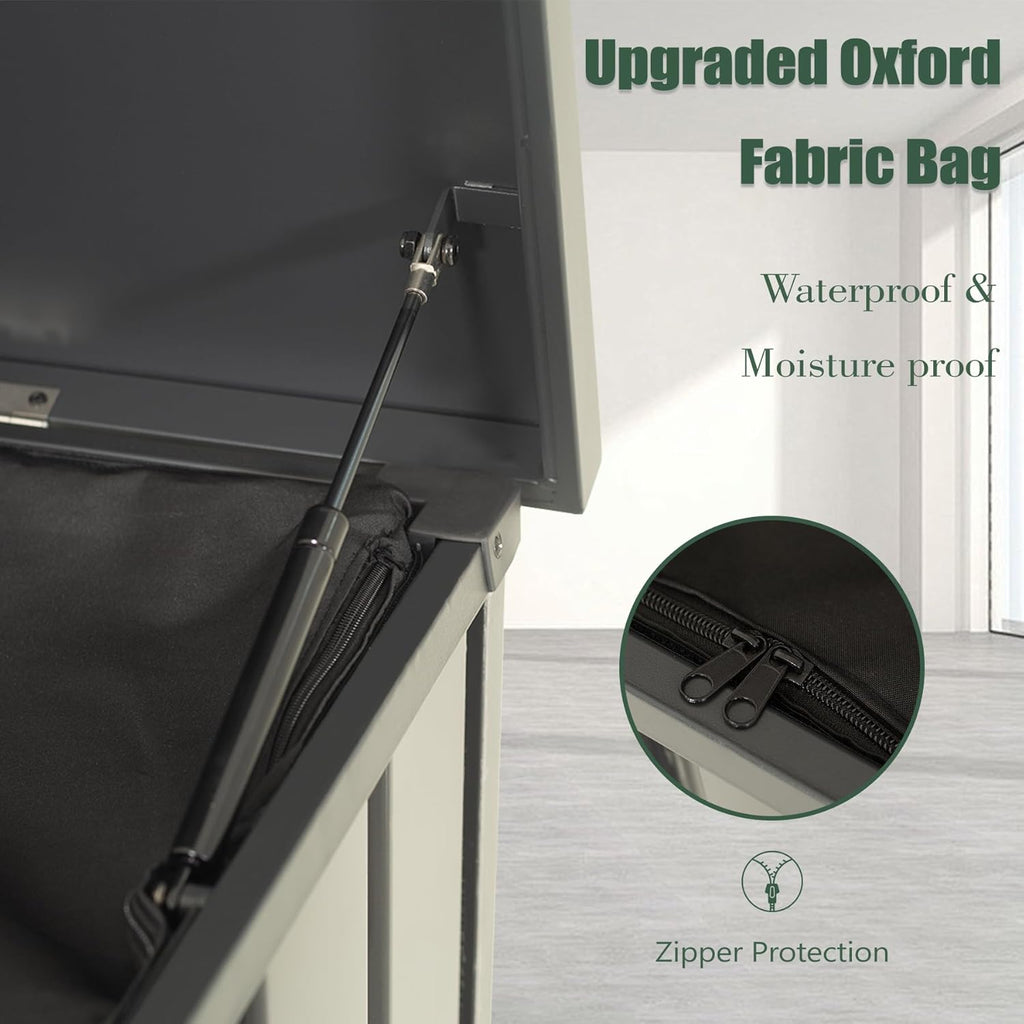 Domi Outdoor Storage Deck Box 120 Gallon, Outdoor Deck Box with Waterproof Storage Bag for Outside Cushions, Garden Tools and Pools Equipment, Gray