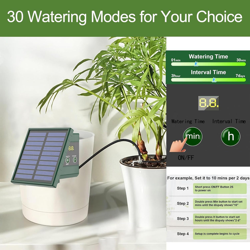 Solar Drip Irrigation System for Garden 30 Timing Modes Automatic Drip Irrigation Kit Garden Watering System