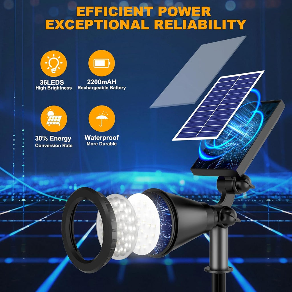 Solar Color Changing Lights, 2 Modes Solar Spotlights Outdoor Waterproof Ip65, Outdoor Lights for Outside Yard Garden Landscape Pathway Tree Decorations- 2 Pack (Multicolor)