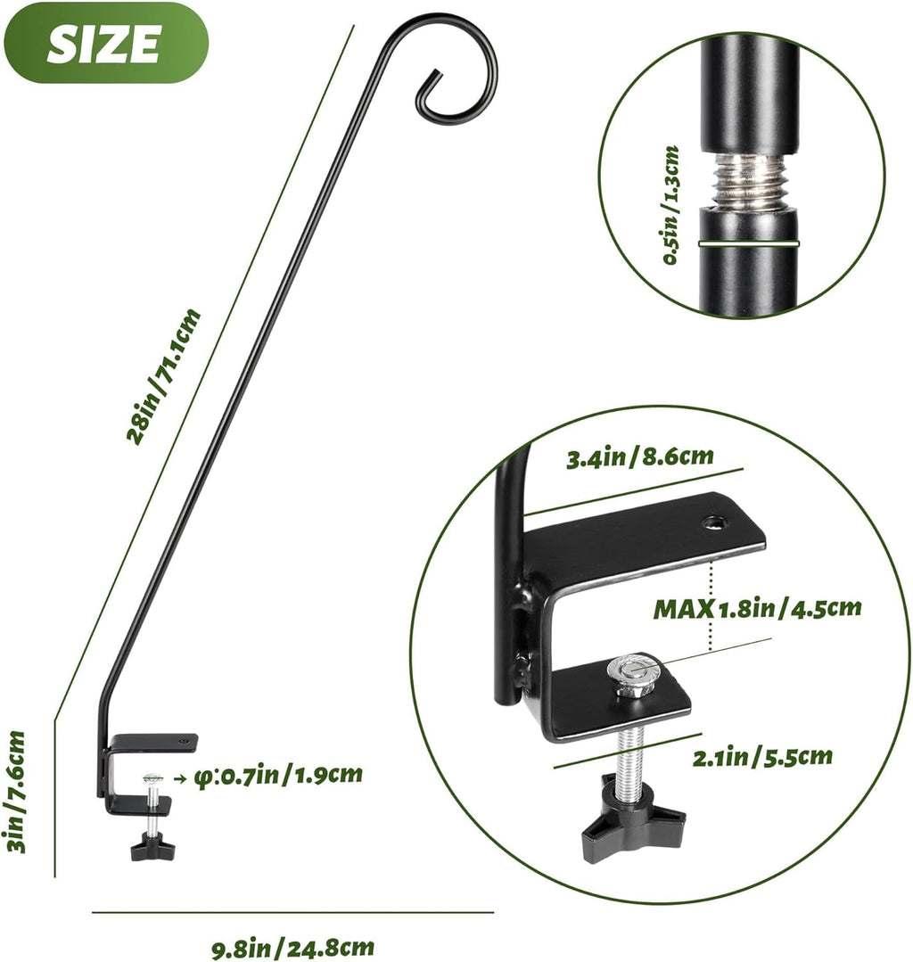 MIXXIDEA Heavy Duty Extensible Deck Hook - Adjustable for Hanging Bird Feeders, Plants, Suet Baskets, Wind Chimes, Lanterns
