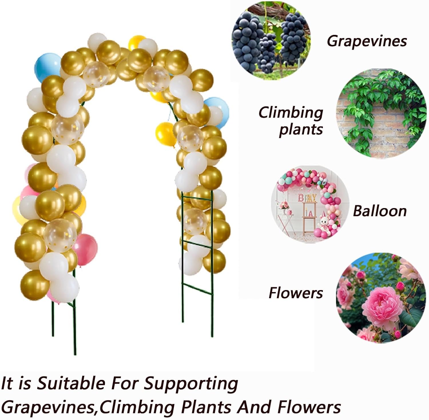 100% Metal Garden Arch Trellis for Climbing Plants Outdoor, Assemble Freely 2 Sizes,Pumpkin Archway Outdoor Garden Arbors and Arches for Wedding Party Decoration