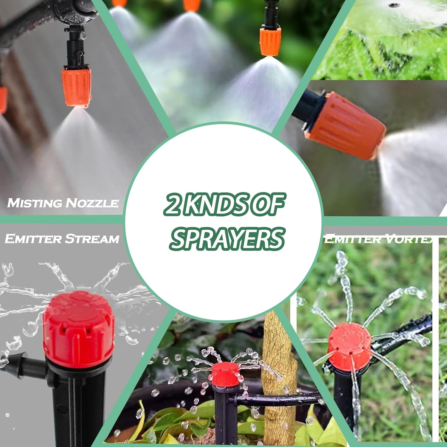 Drip Irrigation System - Irrigation System for Garden w/ 1/4" & 1/2" Fast-Lock Tubing - Adjustable Nozzles & Sprinklers Garden Watering System(164FT Kits)