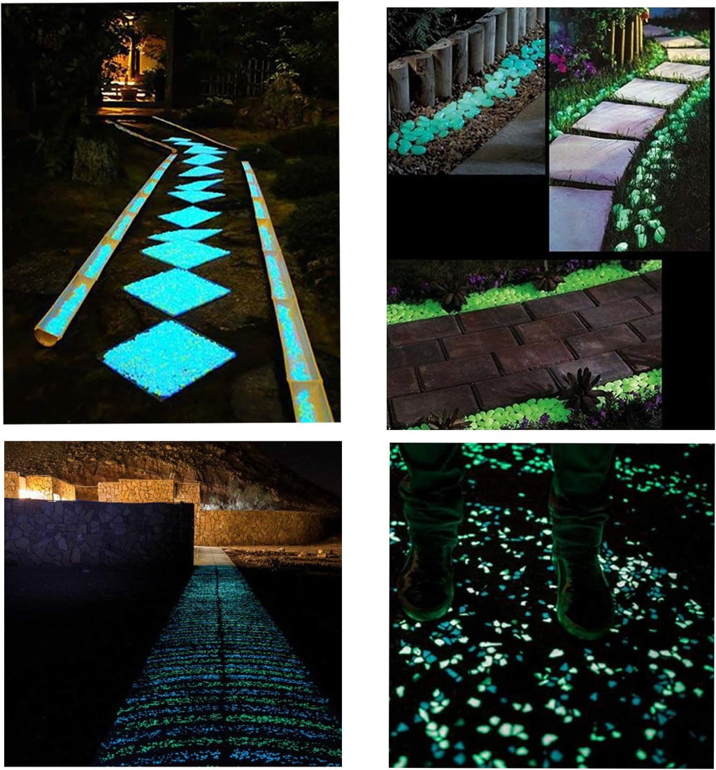 Oubest Glow in The Dark Rocks Glow Pebbles Decor for Garden/Fish Tank/Aquarium/Walkway/Driveway/Plant Pots/Bonsai (100, Green)