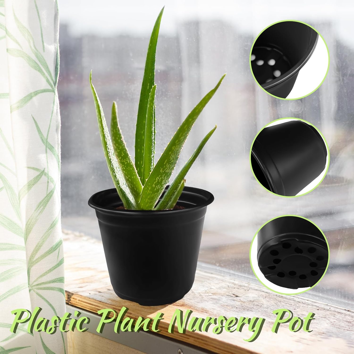 Anyumocz 120Pcs 0.5 Gallon Plant Nursery Pots,Plastic Pots with Drainage Holes,Garden Flower Container Seedling Pot for Planting,Transplanting,Succulents,Cuttings(Black)