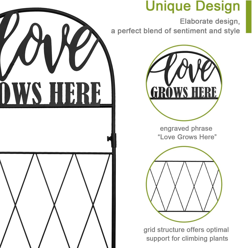 hogardeck 45 * 35 inch Metal Garden Trellis for Climbing Plants Flowers Outdoor,Heavy Duty,Black Coating Rustproof Trellis for Rose, Vegetable, Flowers, Perfect for Training Climbing Plants (1Pcs)