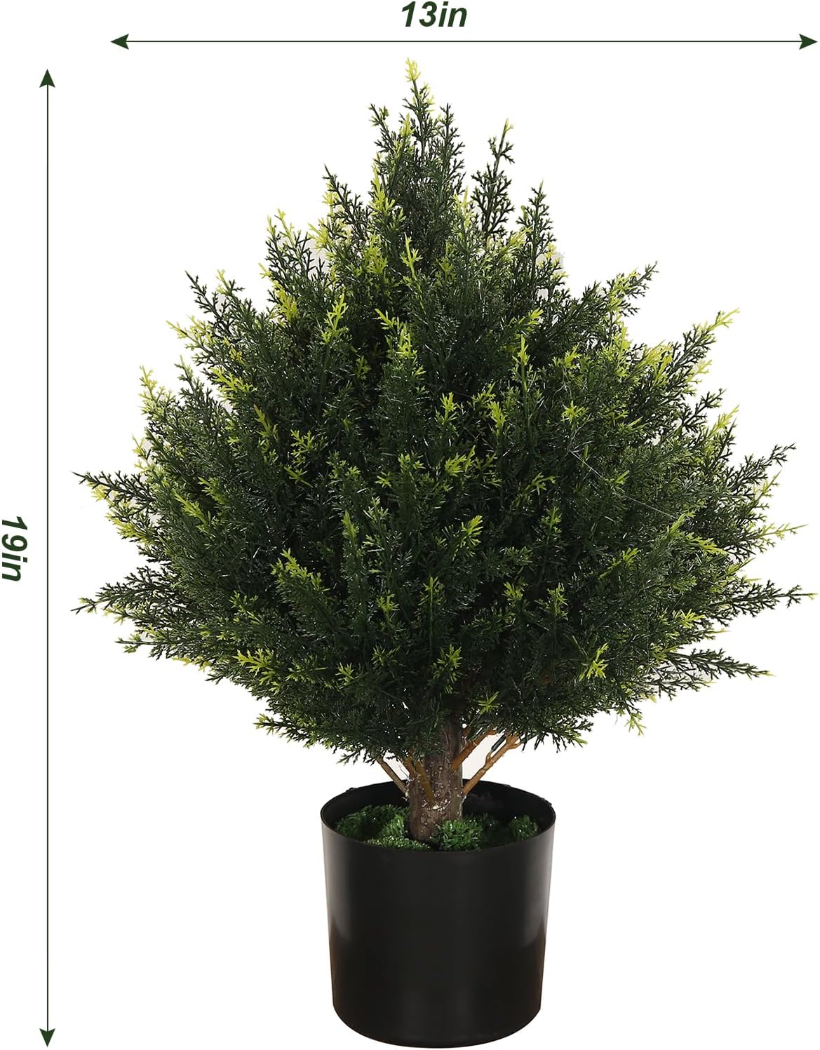 19” Artificial Cedar Outdoor Artificial Shrub Sunlight Resistant Leafy Potted Plant for Indoor Porch of Home and Office Artificial Outdoor Tree Topiary Trees
