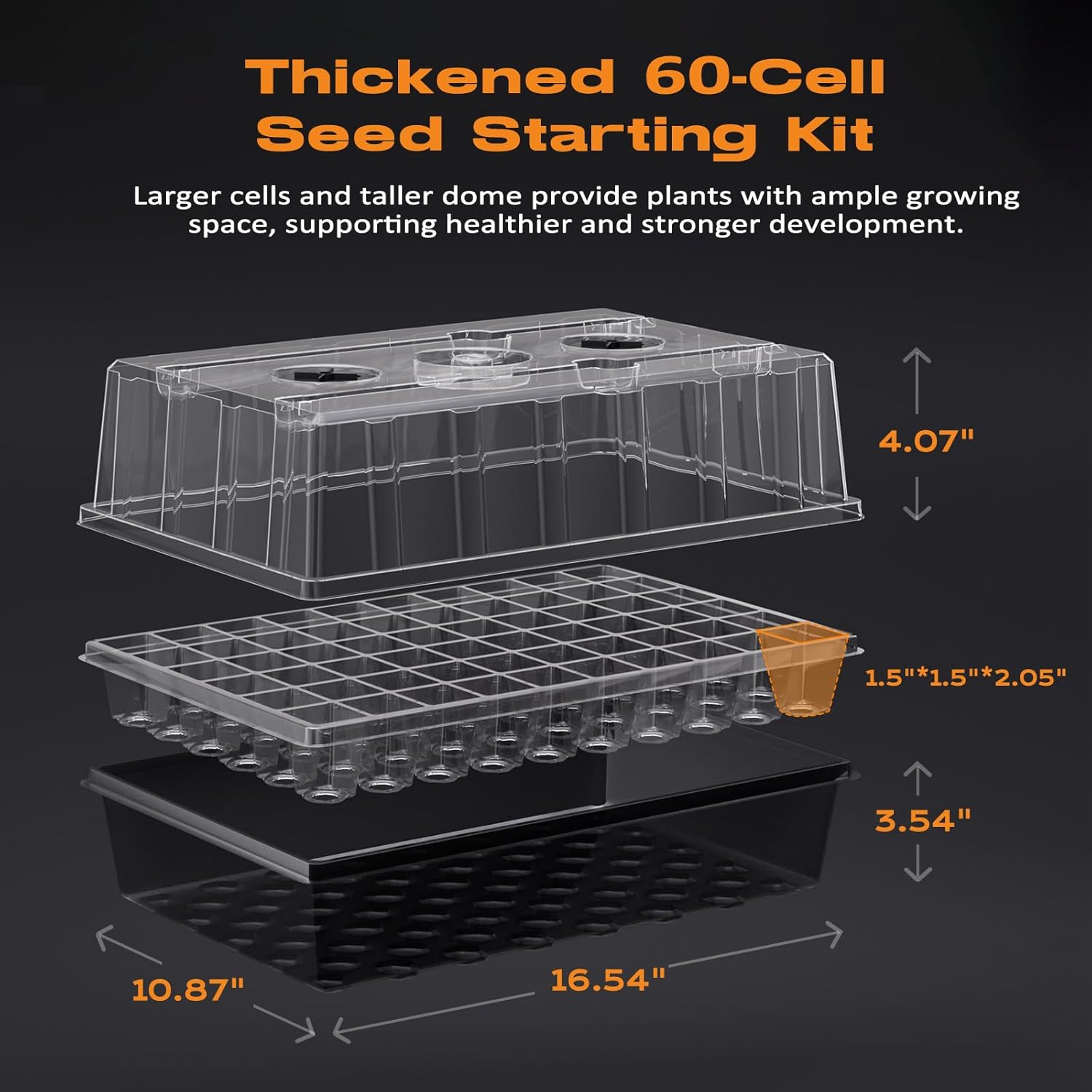 120-Cell Self-Watering Seed Starter Tray with Grow Light, Seed Starter Kit with 4.07” Humidity Dome, Indoor Seedling Starter Tray, Seed Starting Trays for Plant Germination, Seeds Growing