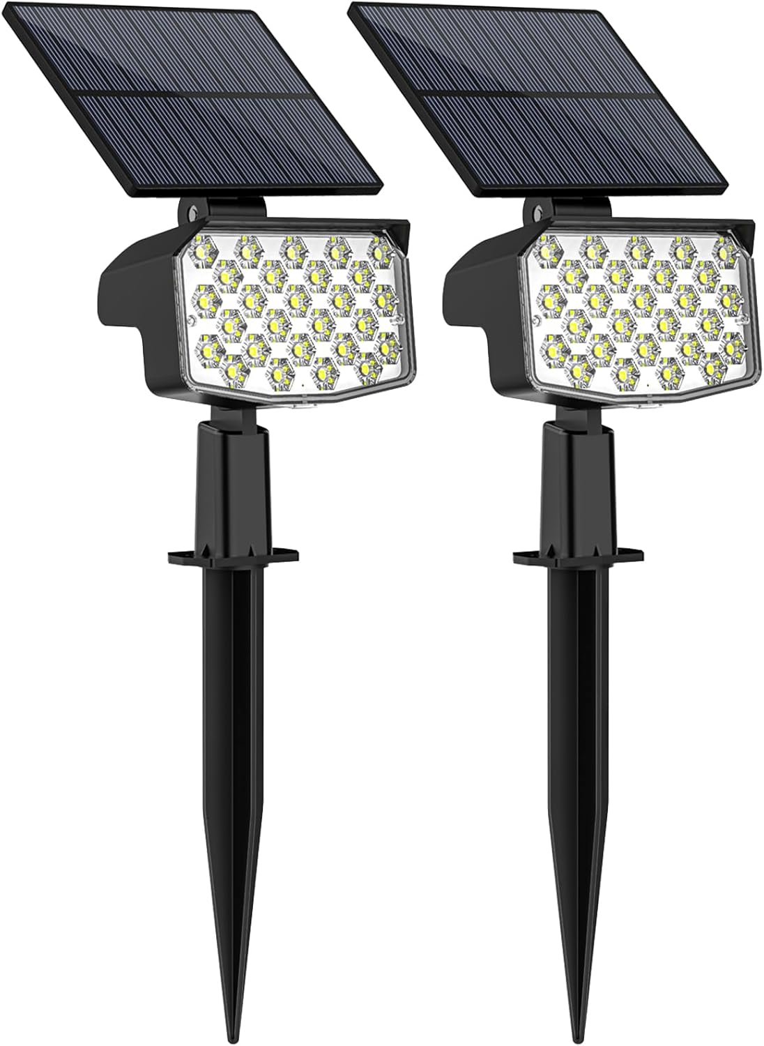 WELALO Solar Spot Lights Outdoor, [2 Pack/3 Modes] Solar Landscape Spotlights, Adjustable Solar Powered Security Lights, IP65 Waterproof Wall Lights for Walkway, Yard, Garden, Driveway (Cool White)