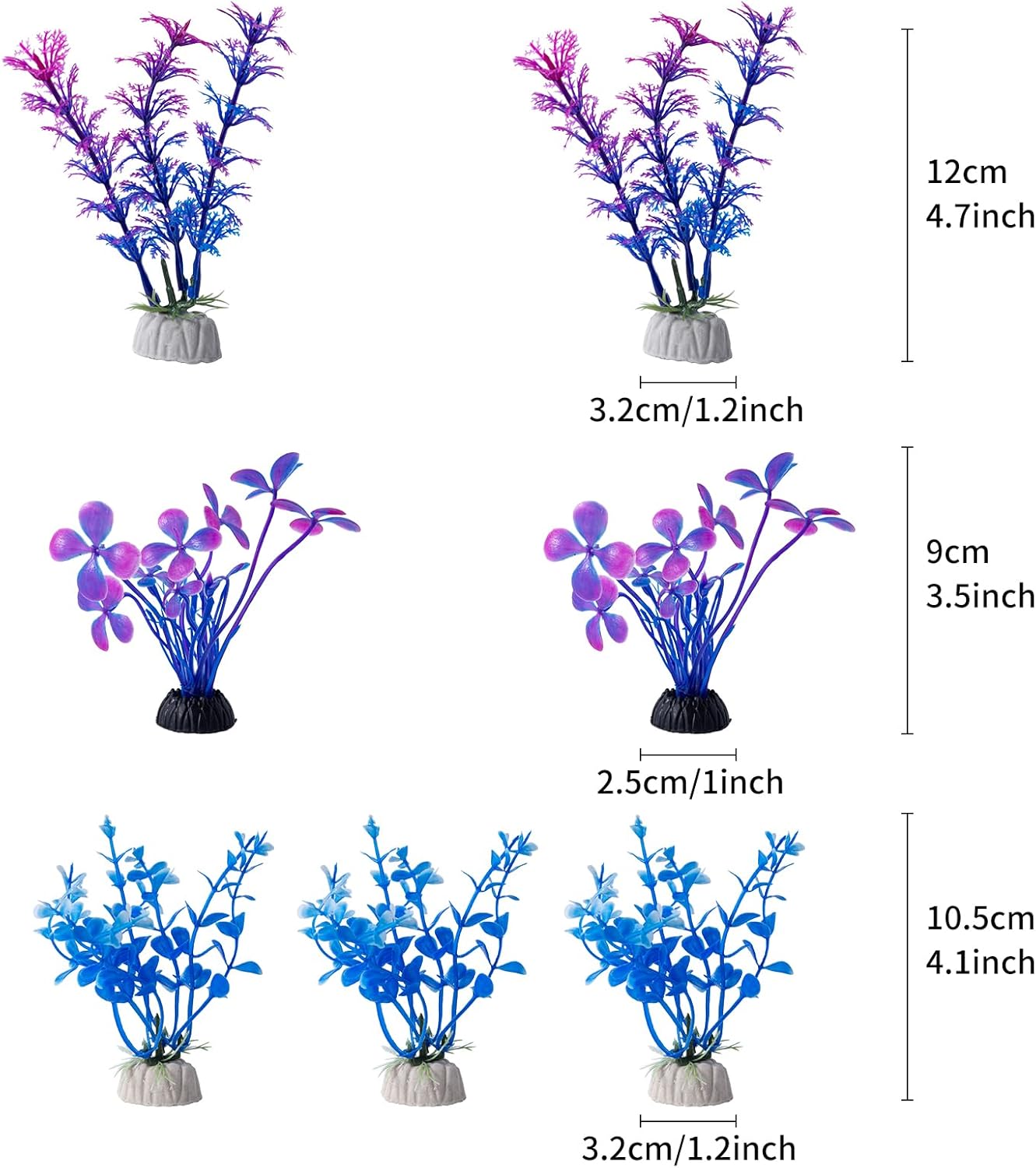 COMSUN 25 Pack Artificial Aquarium Plants, Small Size 4 inch Approximate Height Fish Tank Decorations Home Décor Plastic Light Purple