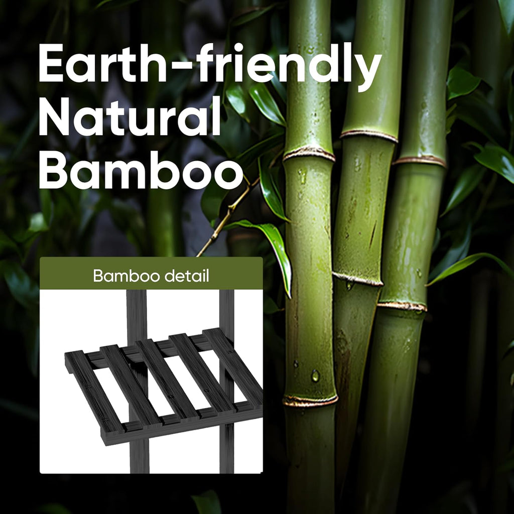 ROSSNY 48 Inch Tall Plant Stand Indoor, 6 Tier 7 Potted Bamboo Plant Stands for Indoor Plants, Corner Plant Stand, Tiered Plant Stands, Plant Shelf For Indoor, Planter Holder for Multiple Plants Indoor, Black