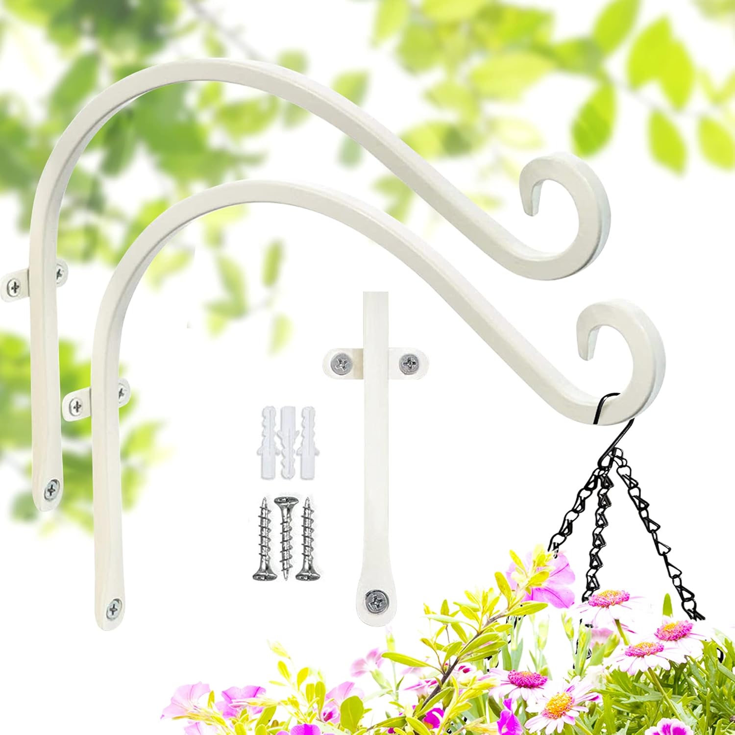 Hanging Plant Brackets Outdoor: 12-Inch Hanging Plant Hangers Wall Hooks - Wall Mount Brackets for Bird Feeder Flower Baskets White