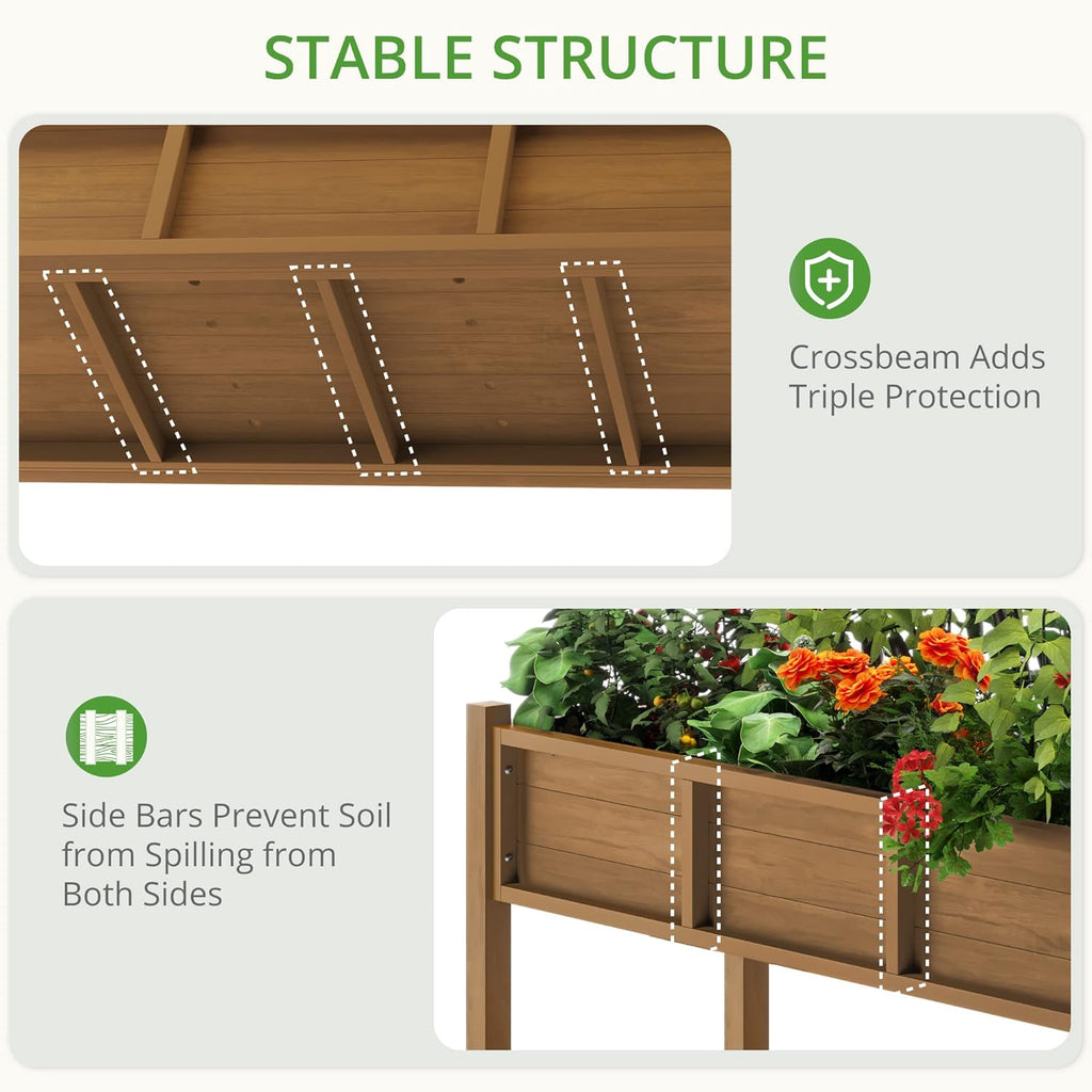 LUE BONA Raised Planter Box with Legs, 47 * 18 * 29 in, Raised Garden Bed with Tools and Storage Shelf, Weather Resistant, 3-Year Warranty, Standing Growing Bed Herb Planter for Vegetable, Brown