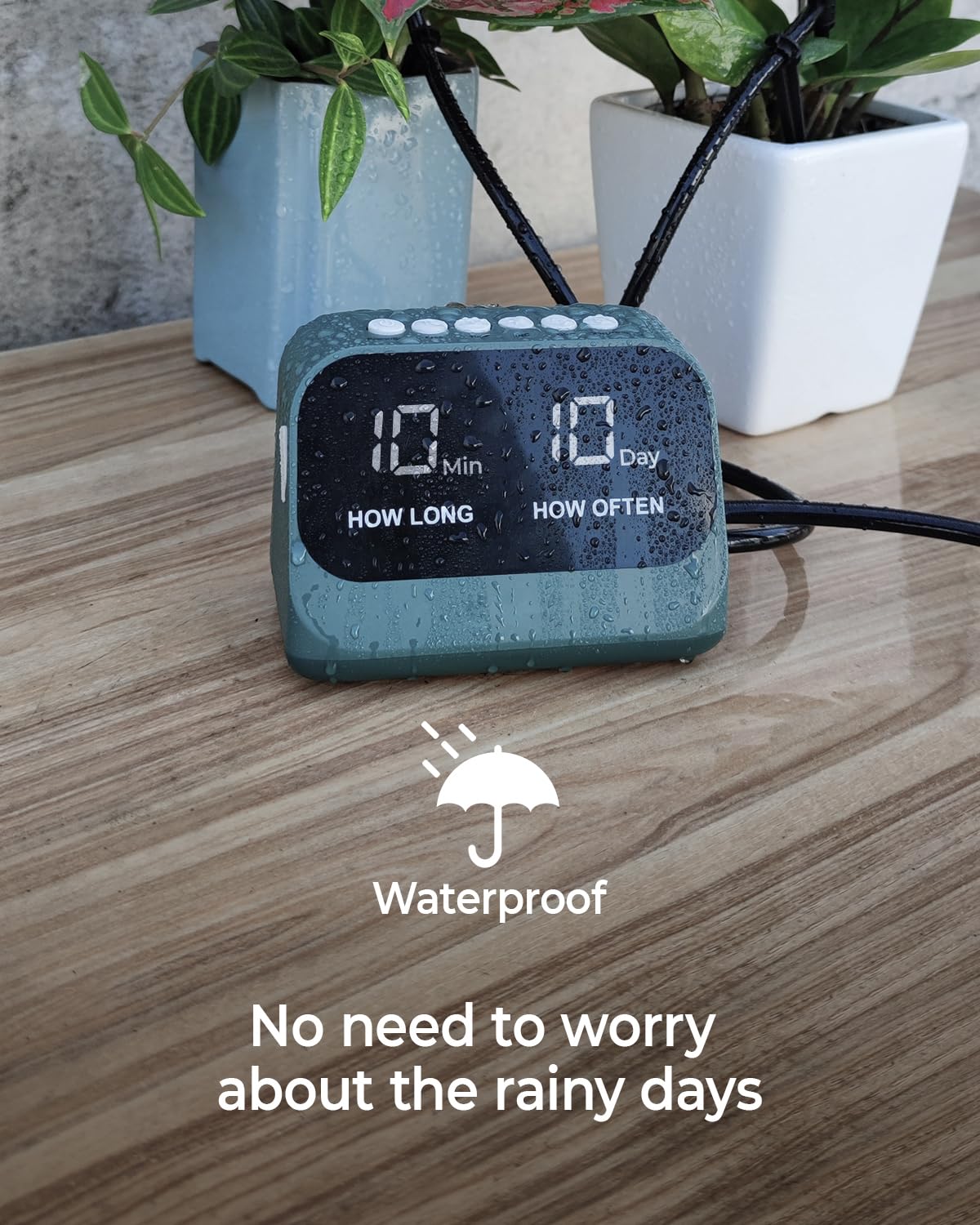 Automatic Watering System for Potted Plants, Plant Waterer, DIY Drip Irrigation Kit with Smart Timer, Waterproof LED Display & Large Capacity Battery, Precise Distribution of Water (Green)