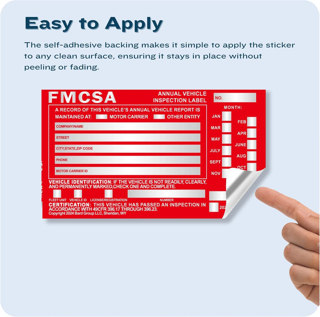 100-Pack DOT Compliant Aluminum Annual Vehicle Inspection Label – Red FMCSA Label with Punch Boxes
