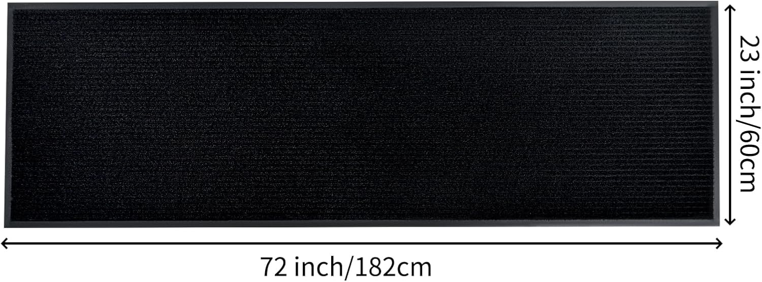 fani Heavy Duty Large Outdoor Indoor Entrance Black Doormat Waterproof Low Profile Entrance Rug Front Door Mat Patio Anti-Skid Rubber Back, 23x72 inch (Jet Black)