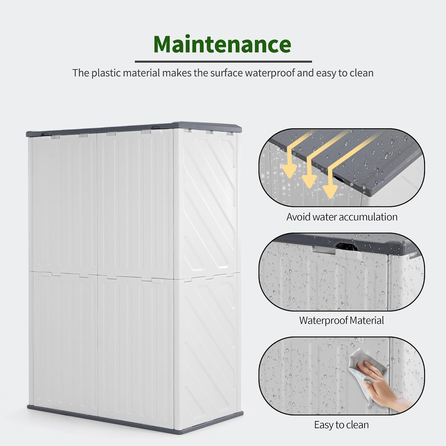 Macrout 50 Cu.Ft Plastic Outdoor Storage Cabinet with Floor, 4.3 x 2.5 ft Waterproof Resin Outdoor Storage Shed, Lockable Vertical Shed for Garden and Patio