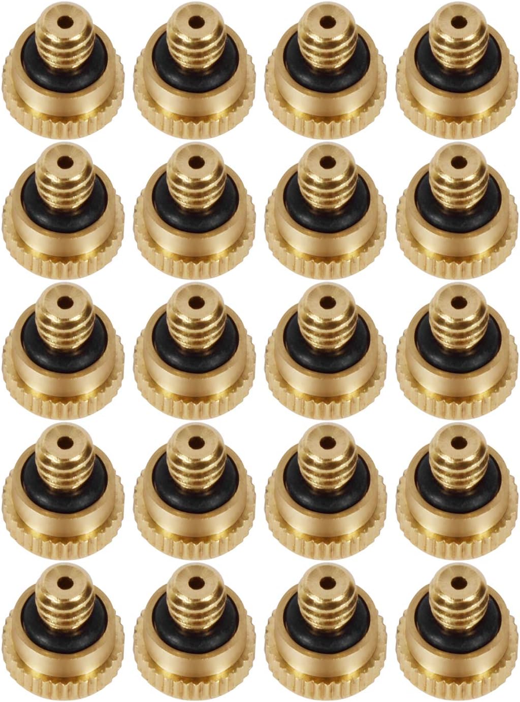 Brass Misting Nozzles 0.016" Orifice (0.4mm) 10/24 UNC, Water Mister Parts Fog Nozzles for Patio Misting System Outdoor Cooling System (20) Y-20PCS