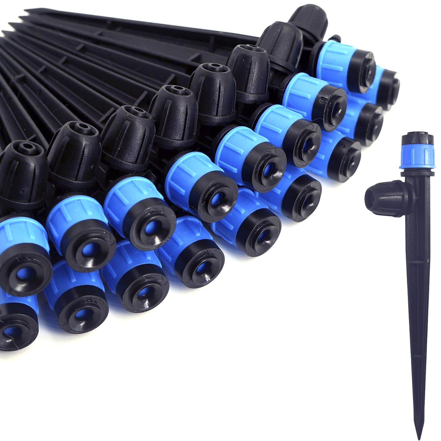 50Pcs Drip Irrigation Emitters with Lock, Adjustable 360 Degree Water Flow Irrigation Drippers for 1/4 inch Drip Irrigation Tubing, Micro Spray Drip System Parts for Garden Irrigation System