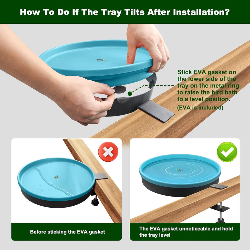 Heated Bird Bath for Outdoors for Winter, 3 Easy Ways to Mount Detachable Bird Bath Bowl, 75W Heated Bird Baths with Thermostatically Controlled for Garden Yard Patio Lawn, Blue