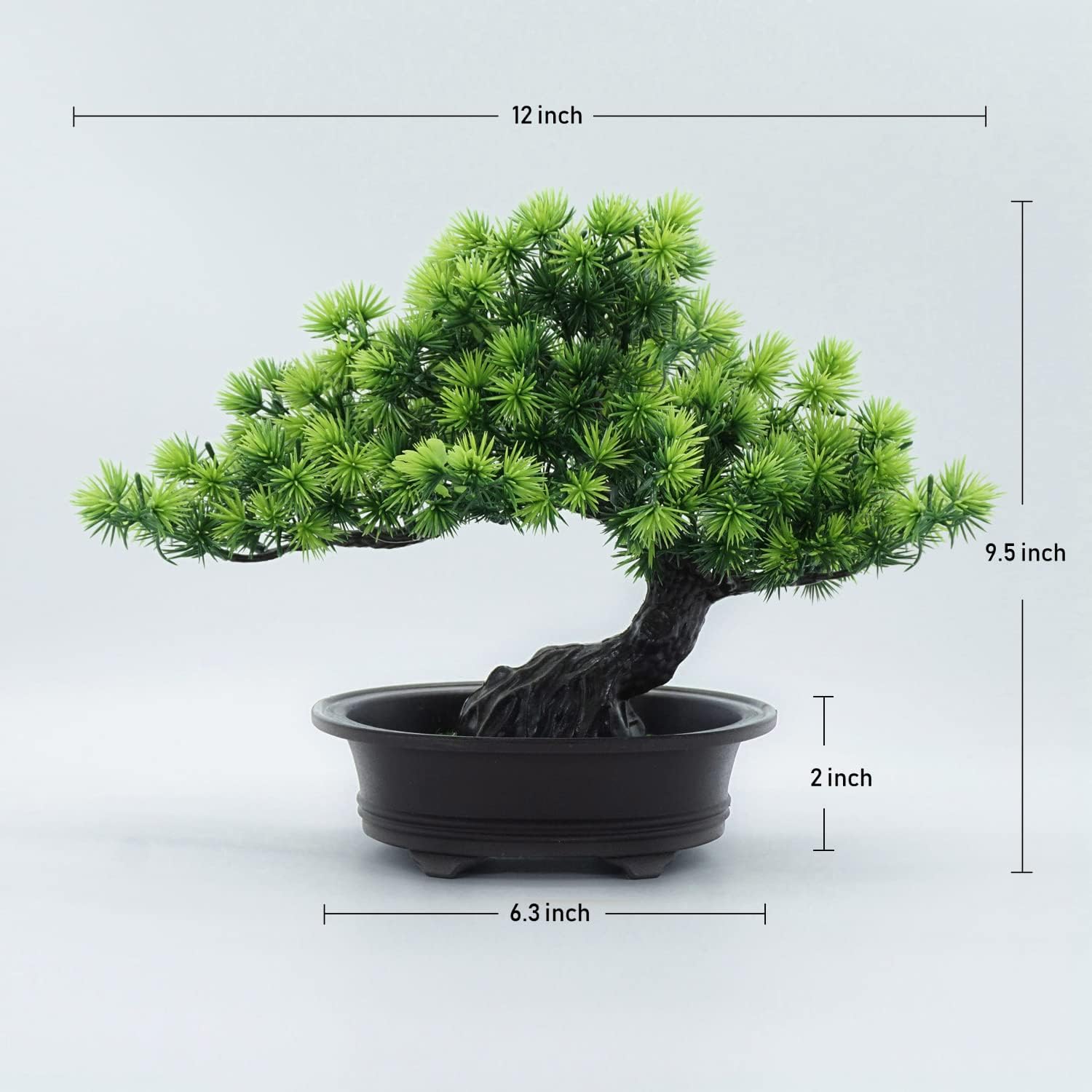 Artificial Plants Greenery Bonsai, Room Decor Fake Bonsai Tree for Home Decor Indoor Bookshelf Office Desk Bathroom Farmhouse Decor, Tall 9.5"