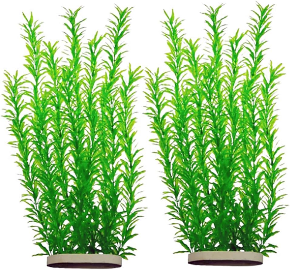 DSkoiph 2 pcs Aquarium Decor Plastic Plants Extra Large 21 Inches Artificial Fish Tank Plants Tall Fish Tank Decorations Artificial Green Water Plants (Green)