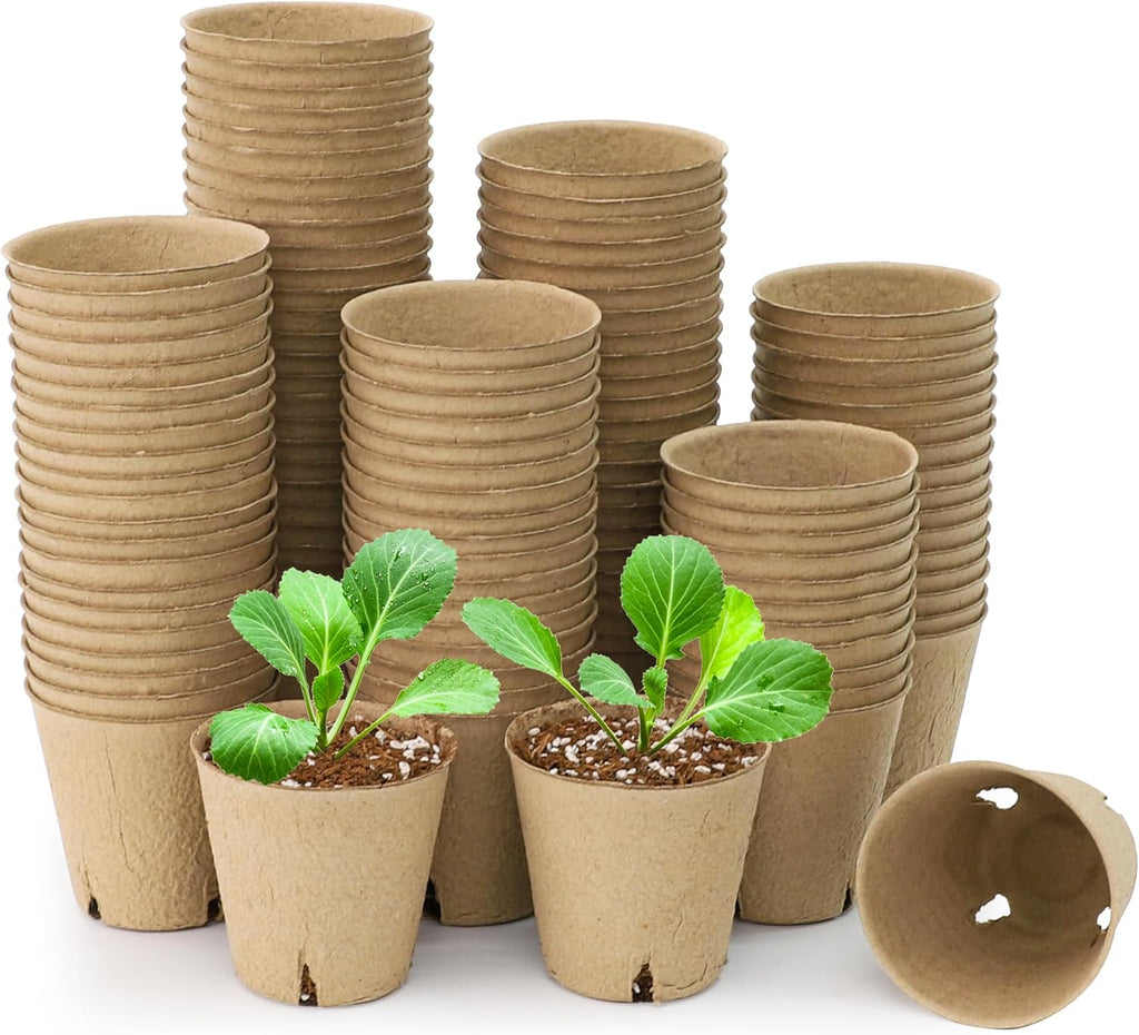 120 Packs 3.15 Inch Peat Pots, Biodegradable Pots for Seedlings with Drainage Holes, Herb Seed Starter