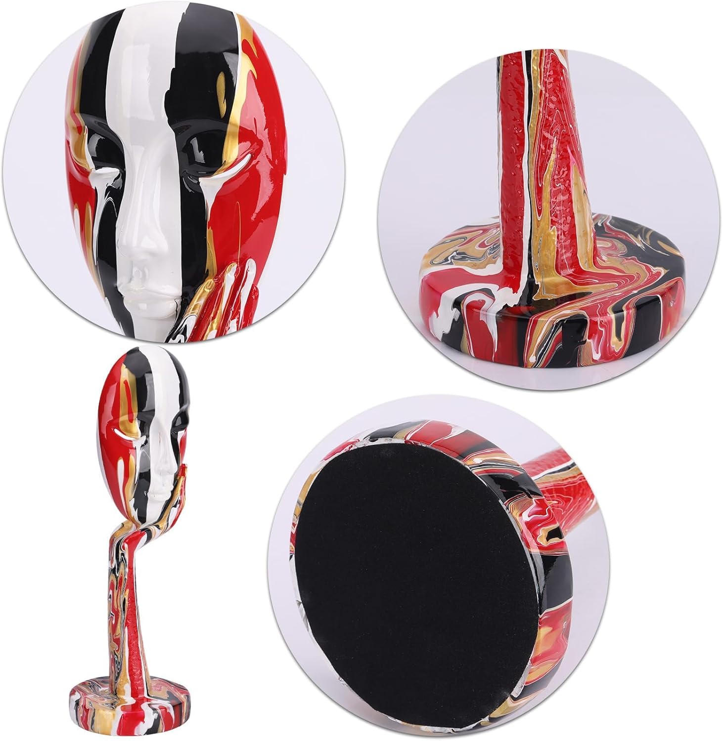 suruim Simple Creative Colorful Female Face Art Statue Thinker Sculpture Abstract Character Crafts Ornament Home Office Bedroom Living Room Study Decoration (Large-1 15.3in)