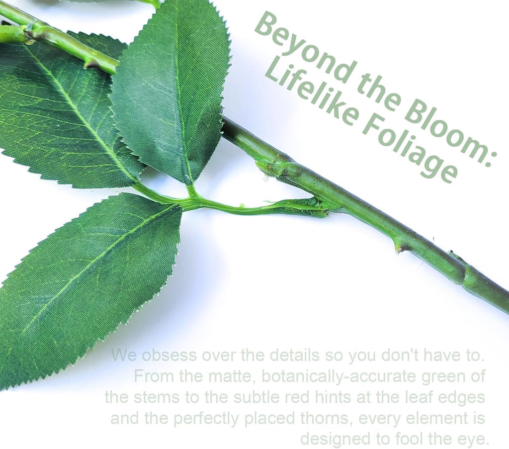 26inch Real Touch Artificial Roses - Long Stem Fake Silk Flowers with Leaves for Wedding, Home Decor, Centerpieces, Office Party, Looks Real (10,Hot Pk)