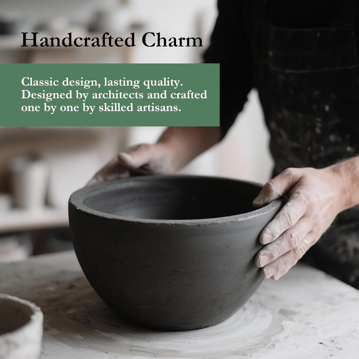 Worth Garden 12" Dia x 15" H Round Planter – Lightweight Magnesium Oxide Cement Plant Pot with Texture – Raised Pattern Concrete Look – Drainage Hole – Indoor & Outdoor Use - Black Gold