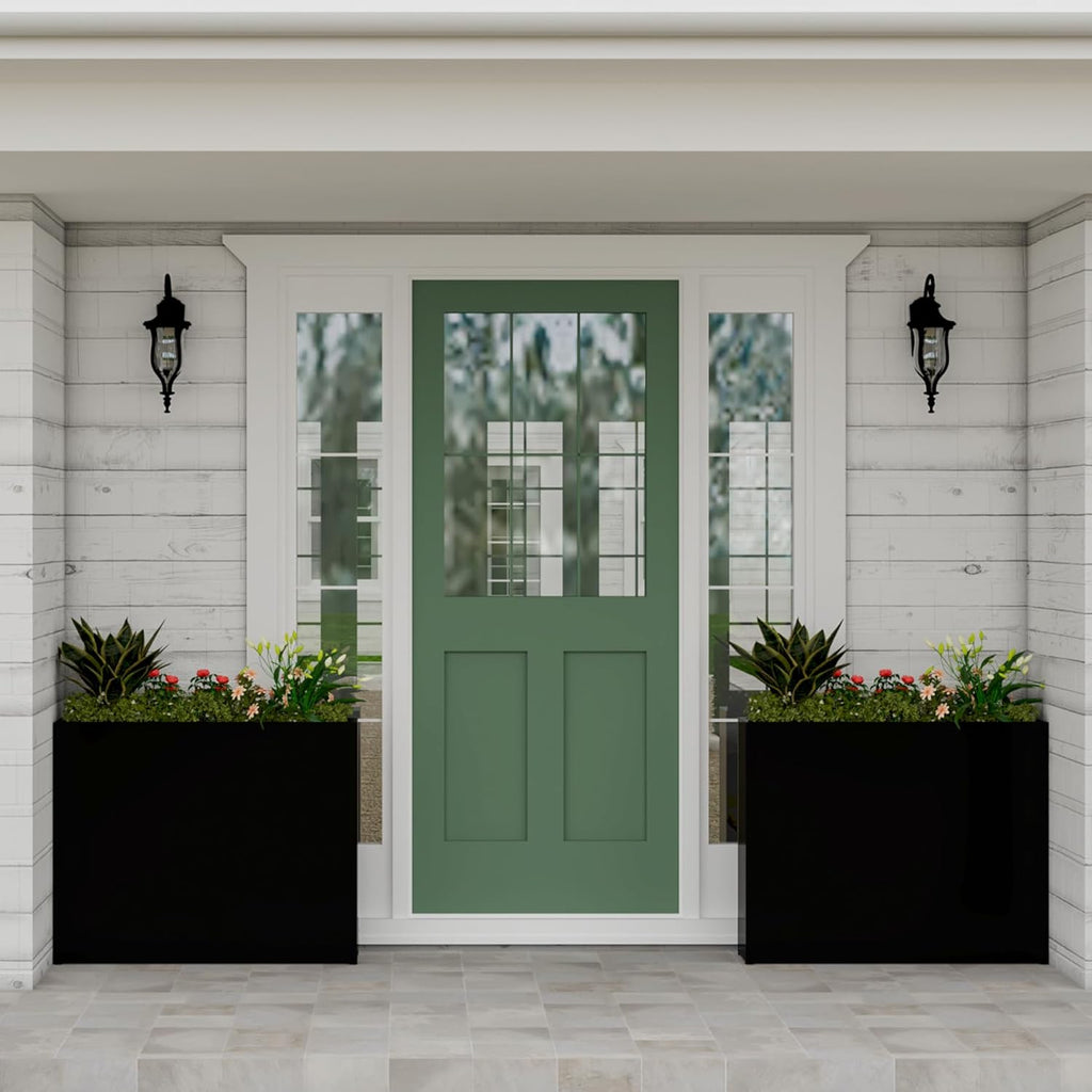 Large 36" L Metal Planter Box for Outdoor, Black Raised Garden Bed Flower Pot - Rust-Resistant Steel Design for Patio, Porch, Yard with Drainage Holes, Easy No-Tool Assembly