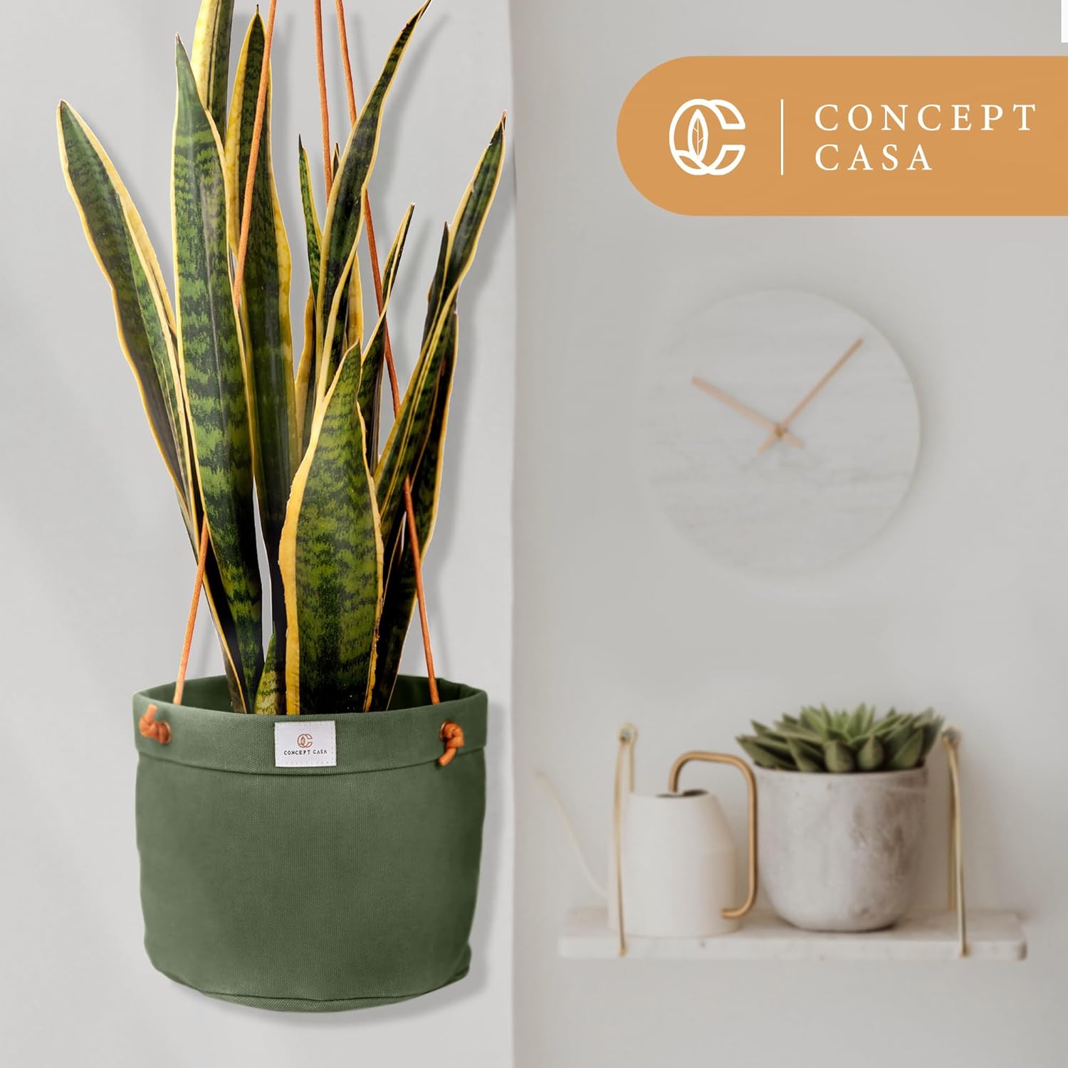 Waxed Canvas Handmade Hanging Planter for Indoor/Outdoor Plants, Hanging Basket Plant Holder Forest Green with Hook