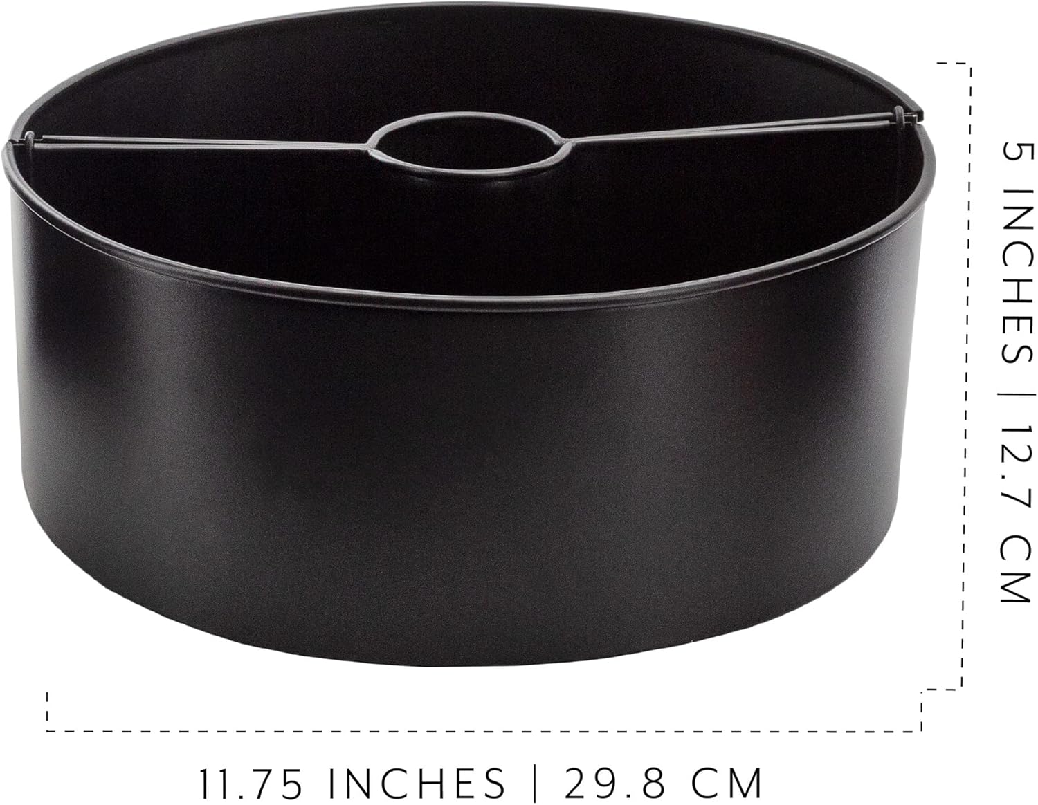 AuldHome Design Umbrella Planter for Patio Table w/Umbrella Hole (Black), Enamelware Half-Circle Planter Pots