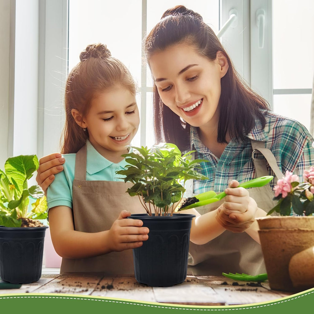 100Pcs 1 Gallon Black Nursery Pots, Soft Plastic Seedling Plant Pot with Holes, Garden Flower Seedling Pot for Indoor/Outdoor Use, Small to Medium Size