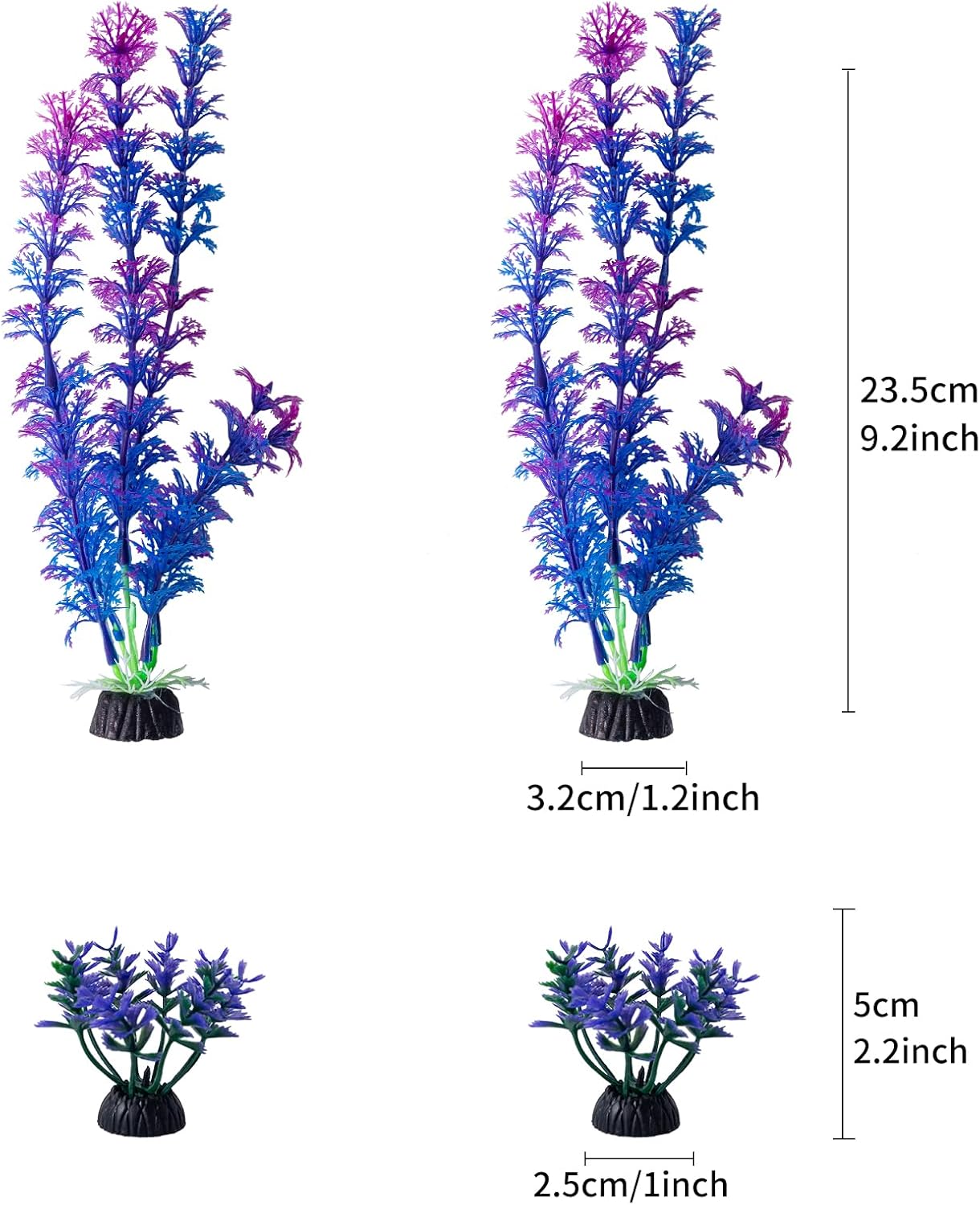 COMSUN 25 Pack Artificial Aquarium Plants, Small Size 4 inch Approximate Height Fish Tank Decorations Home Décor Plastic Light Purple