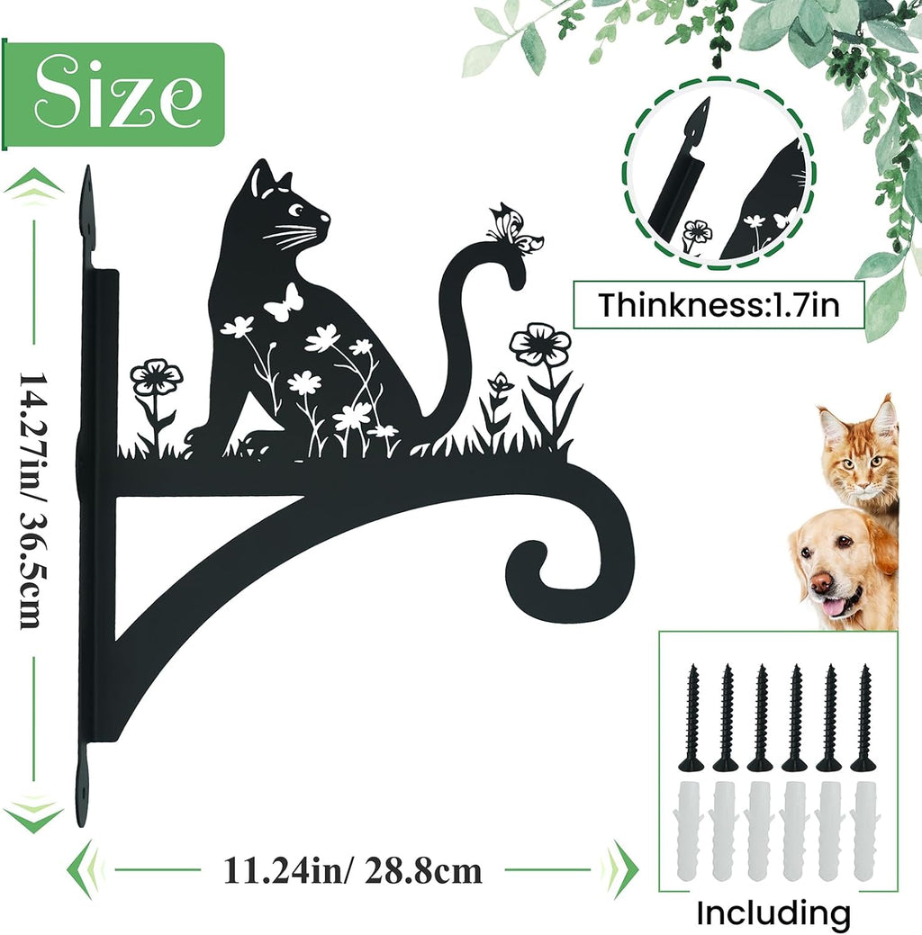 Plant Hangers Outdoor Heavy Duty Iron Decorative Cat Silhouette Plant Hooks for Hanging Baskets 11 inch Hanging Plant Bracket Wall Hooks for Flower Pot Lantern Bird Feeder Wind Chimes