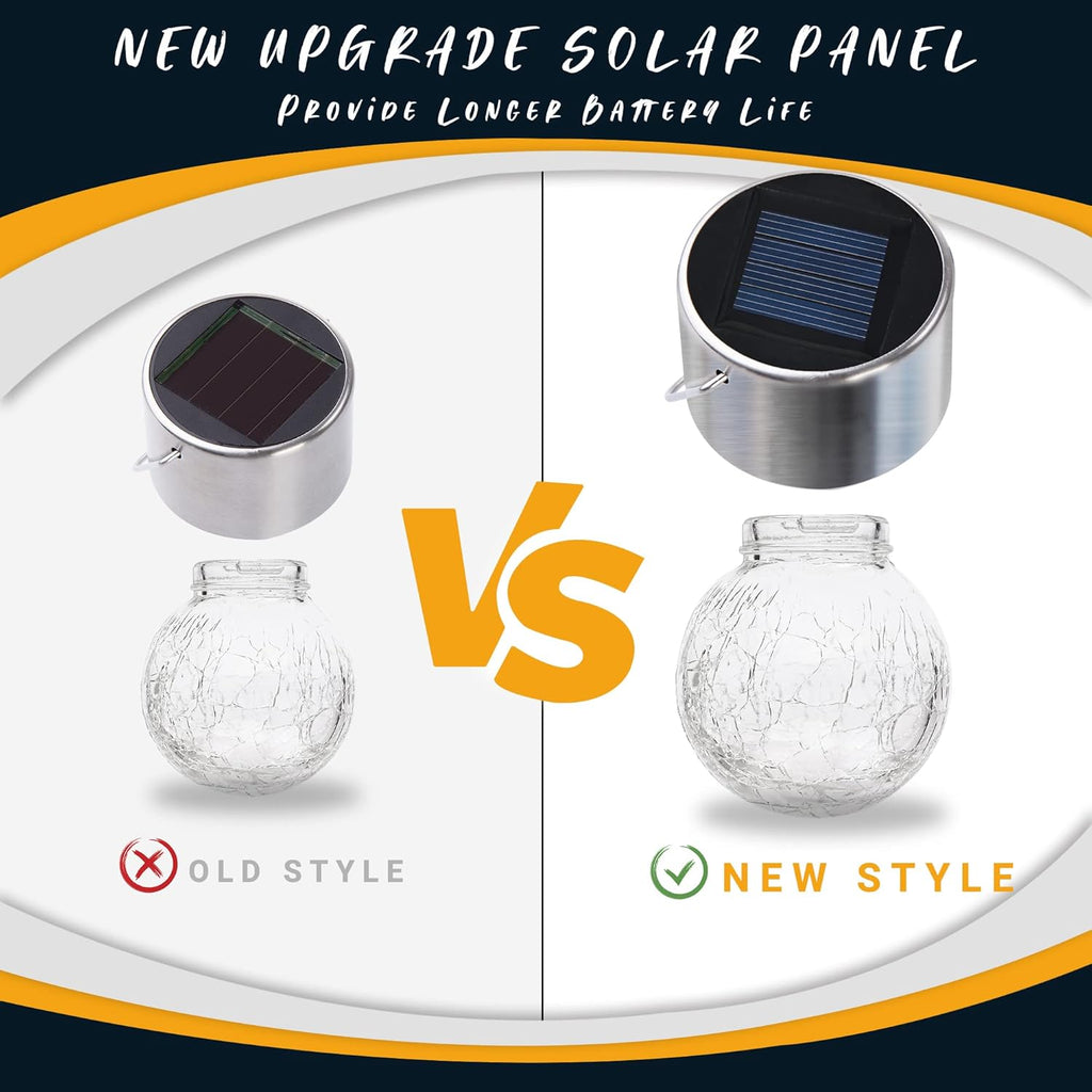 GIGALUMI 16 Pack Solar Hanging Lights for Christmas Decoration - Cracked Glass Solar Lights Outdoor Waterproof for Garden, Yard, Fence, Tree (Warm White)