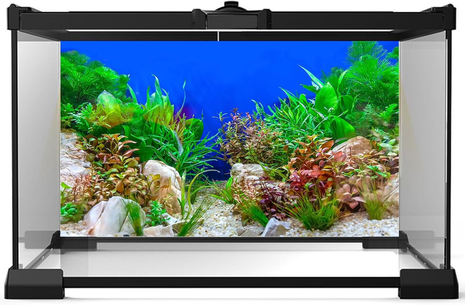 Aquarium Background Green Aquatic Plant Stone River Bed and Lake Fish Tank Background Decor Underwater Grass Leaves with Pebble Aquarium Backdrop Perfect Fish Tank Decors Vinyl 72x16in