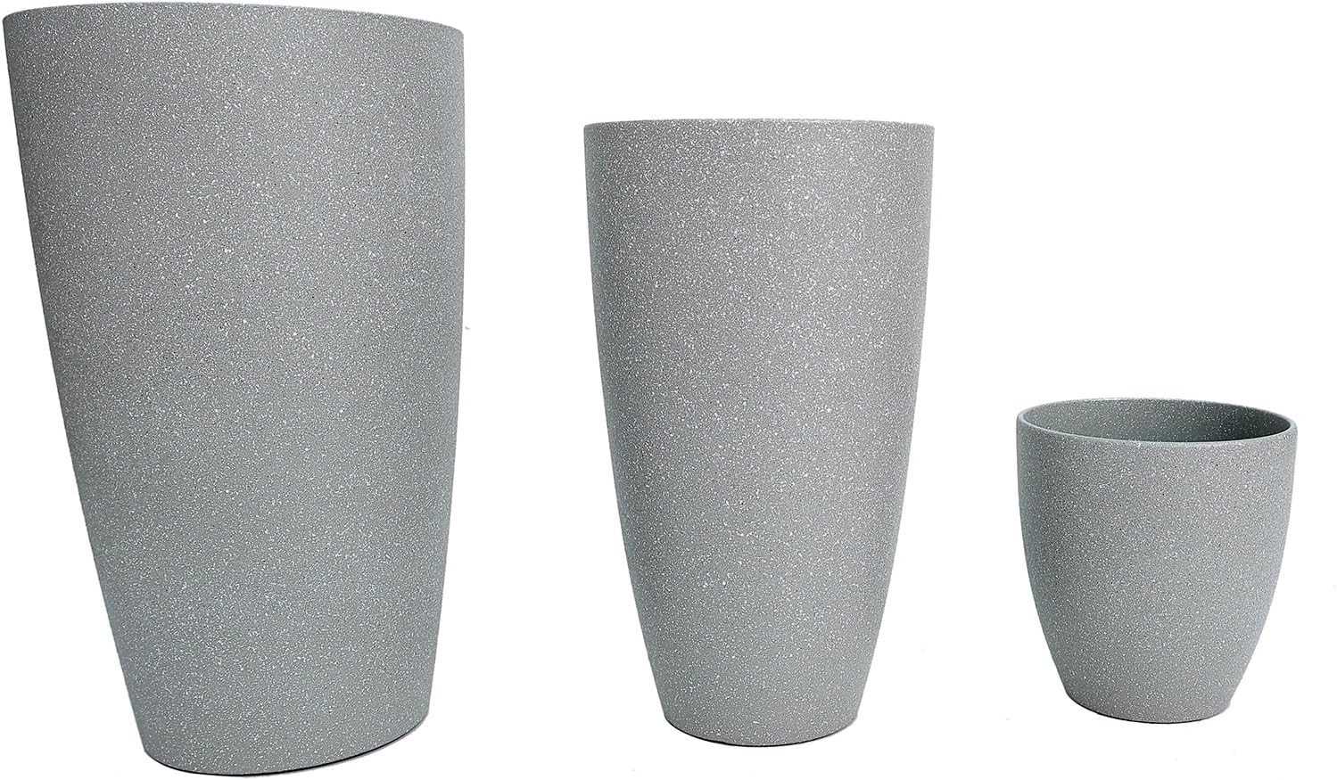 24,21,11 Inch Large Plastic Planters with Drainage Hole and Saucer - Set of 3 Tall Plant Pots Indoor Flower Pot Tall Round Planters Outdoor Large Tall Planter