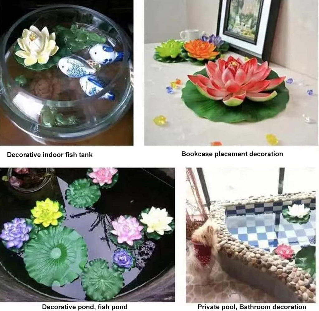 FZBNSRKO Artificial Lotus,4PCS 7.1" Inch Floating Foam Lotus Flowers for Pool,Realistic Water Lily Pads for Home Outdoor Patio Pond Wedding Party Decorations,Light Purple