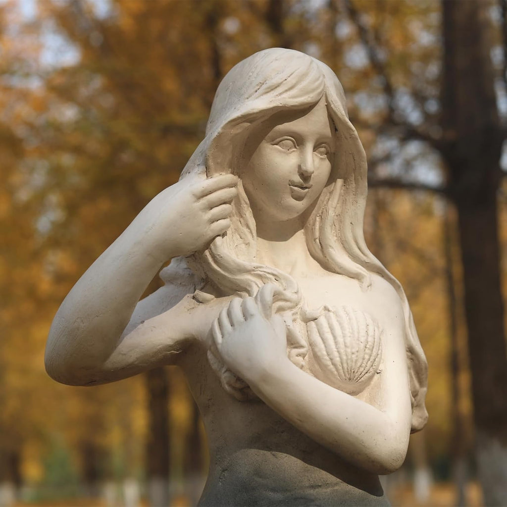 Mermaid Statue Large Size 37 Inch Magnesium Oxide Sculpture Indoor Outdoor Garden Patio Yard Lawn Porch Decor