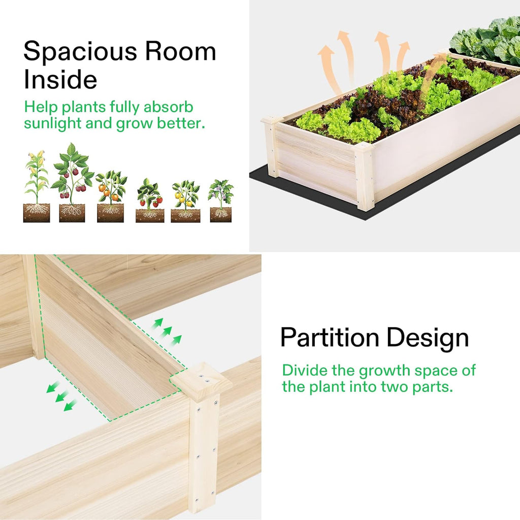 VIVOSUN Wooden Raised Garden Bed, 48 x 24 x 30 Inches, Outdoor Wood Planter Box with Gloves and a Liner, with Trellis for Vine Climbing for Garden, Patio, Balcony, Backyard and Outdoors