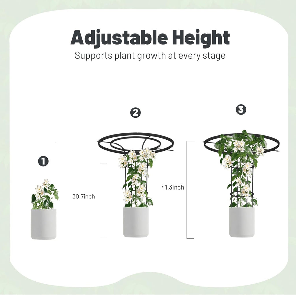 Garden Trellis for Climbing Plants Outdoor, 3.7FT Tall Metal Obelisk Trellis, 41.3" Umbrella Trellis for Potted Plants, Mushroom Top Trellises for Vines, Rose, Clematis, Pea, Bean, Tomato