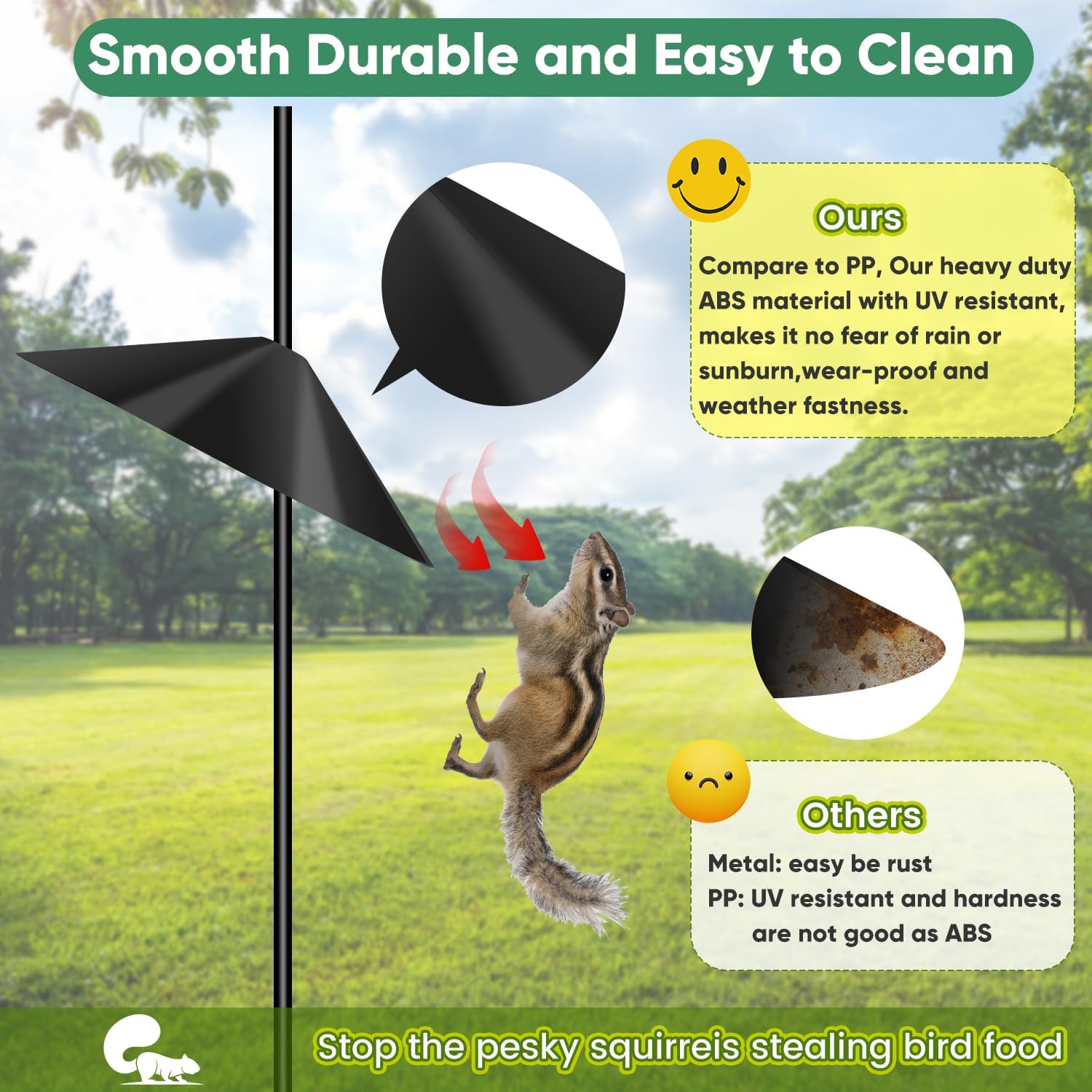 24-inch Large Squirrel Proof Bird Feeders for Outside Hanging,Outdoor Squirrel Baffles for Bird Feeders Pole, Bird House Guard for Outdoor Shepherd’s Hook, Black Color