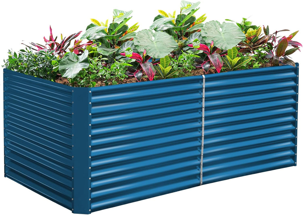 Land Guard 6x3x3ft Rectangular Galvanized Raised Garden Beds, Large-Capacity Metal Planter Box Outdoor, Durable Deep Raised Garden Bed 3ft Tall, Raised Beds for Gardening Vegetables, Royal Blue