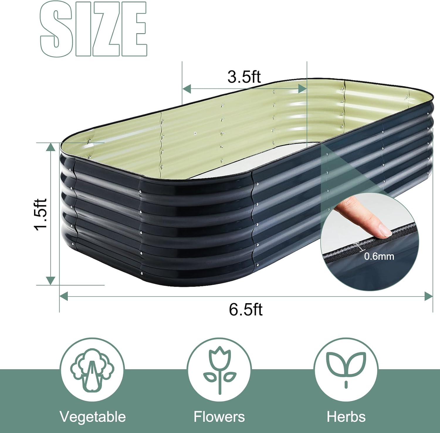 2Pcs Galvanized Steel Raised Garden Bed 8x2ft Oval - 17" Tall 9-in-1 Modular Planter Box for Vegetables/Flowers, Rust-Proof Metal Outdoor Planters Rubber Edging (Grey)