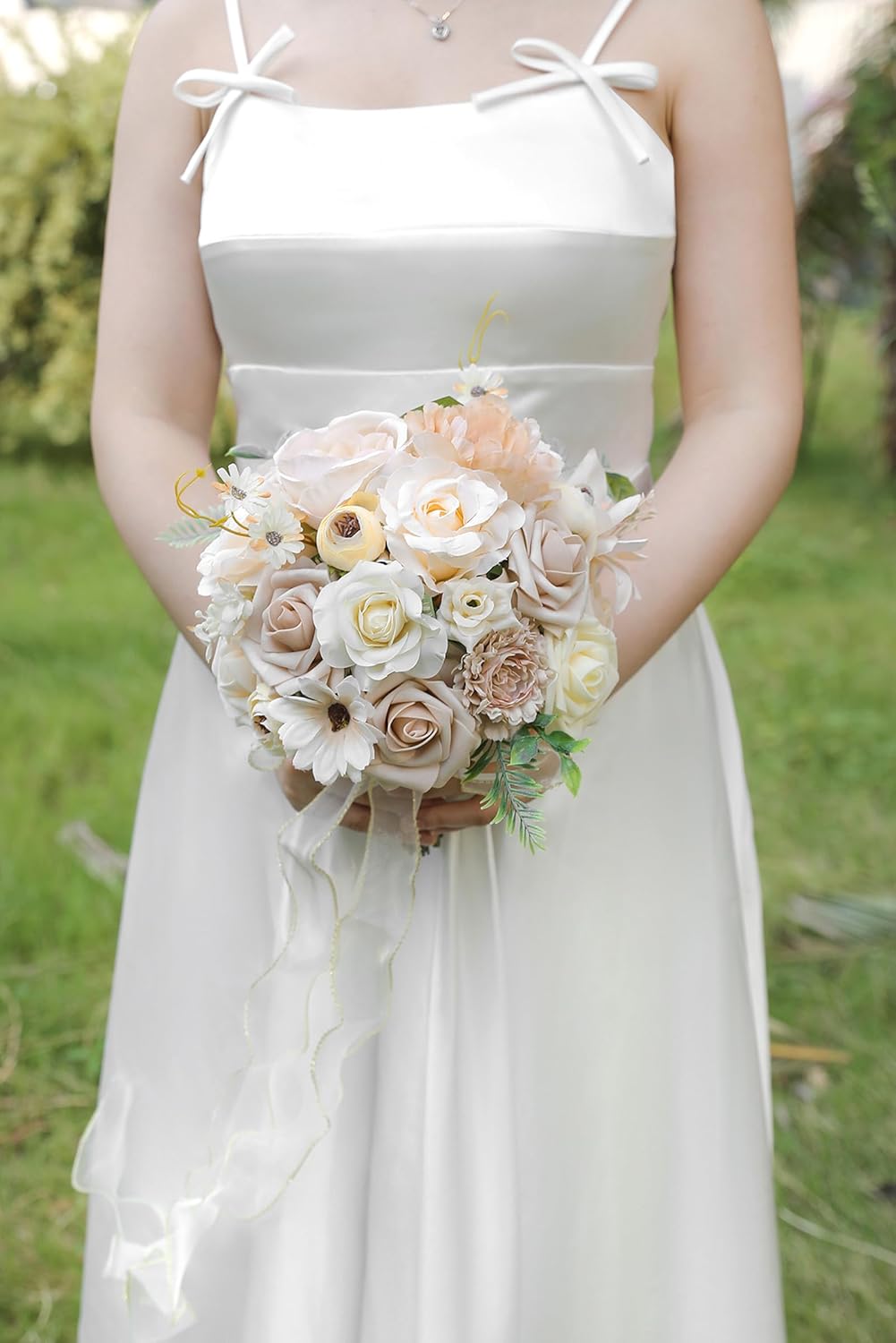 Flesh Color Artificial Flowers Silk Fake Roses Peonies Greenery Combo Box Set for DIY Wedding Bouquets Bridal Shower Centerpieces Floral Arrangements Party Tables Home Decoration