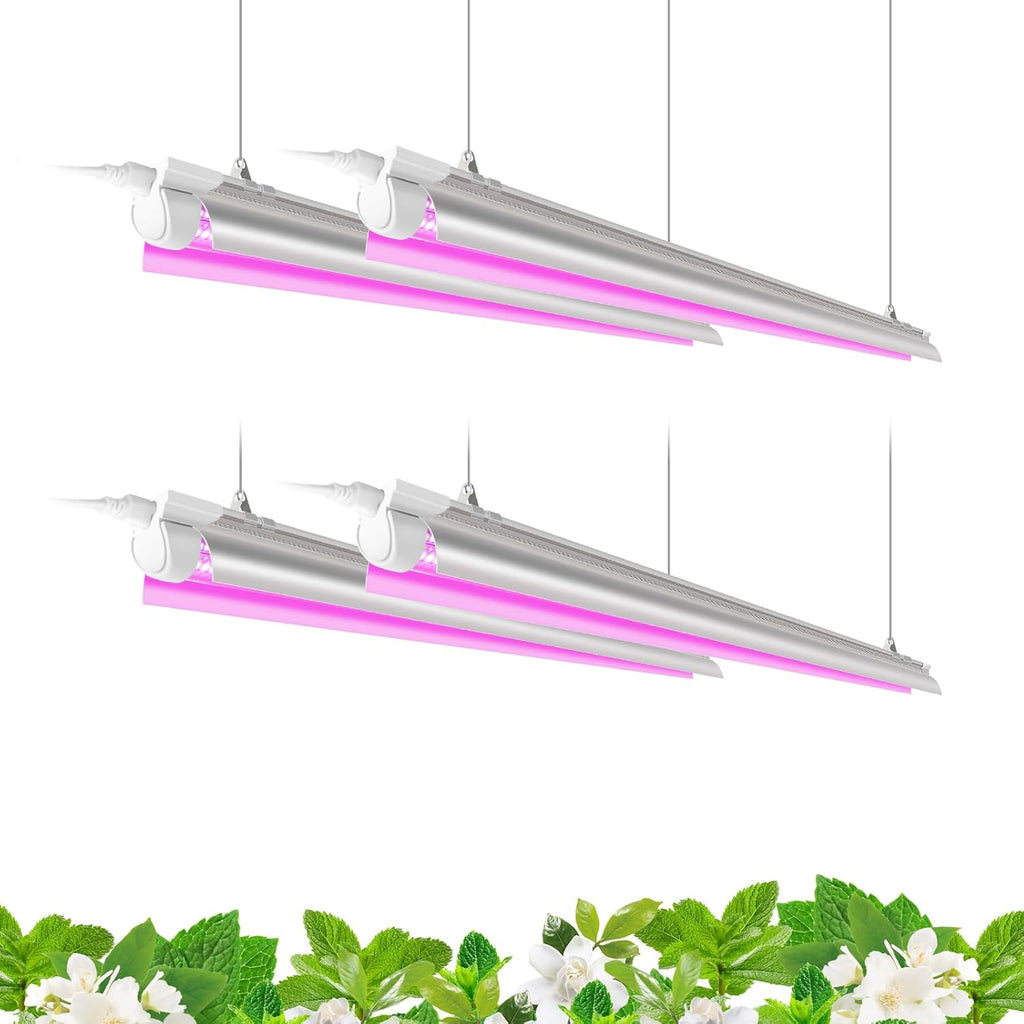 Barrina LED Grow Light 4FT, 168W(4 x 42W), Full Spectrum Plant Light, V-Shape with Reflector, Grow Lamp Strip, Plant Lights for Indoor Plants, 4-Pack