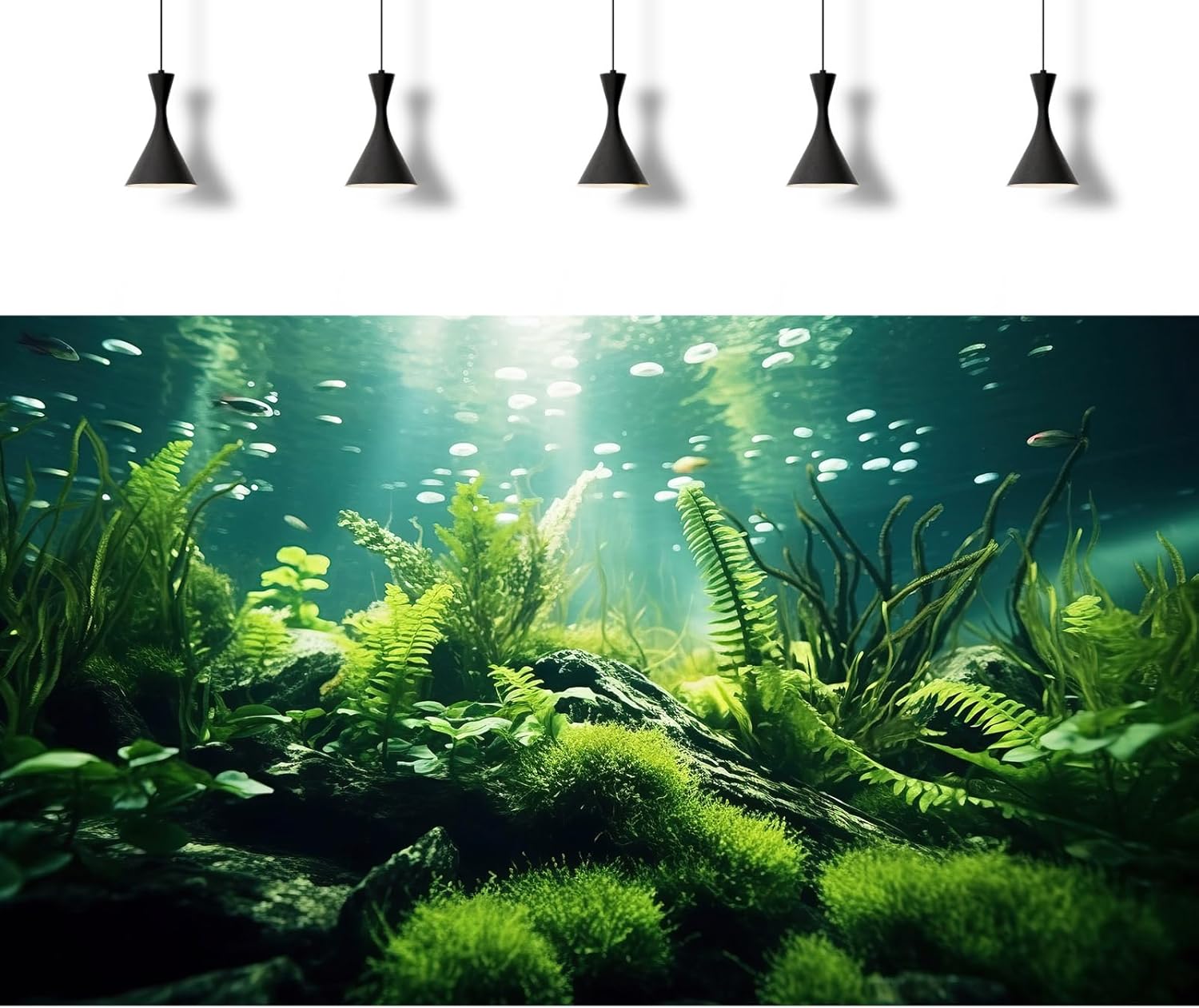 Underwater Fish Tank Background Under The Sea Aquatic Plants Aquarium Background Ocean Floor Rock Terrarium Backgrounds Tropical Fish Green Seaweeds Aquarium Backgrounds for Fish Tank Decor 36x24in