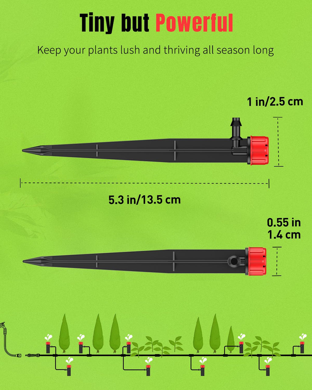 Pawfly 100 Pcs Drip Irrigation Emitters, Drip Emitters with Adjustable 360 Degree Water Flow, Garden Drippers for Plants Watering System, Sprinkler Heads for 1/4" Drip Irrigation Tubing