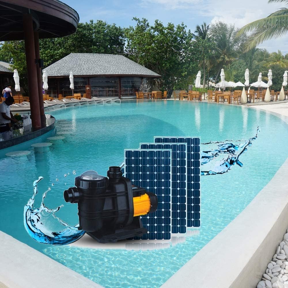 Solar Swimming Pool Pump, PWS Powerful Solar Water Pump with MPPT Controller,72VDC, 1.2HP, 62ft, 92GPM,Suitable for Salt Water, JP21-19/900